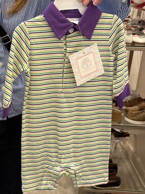 EUC Throw Me Something Mister Mardi Gras Boys Romper 9M
